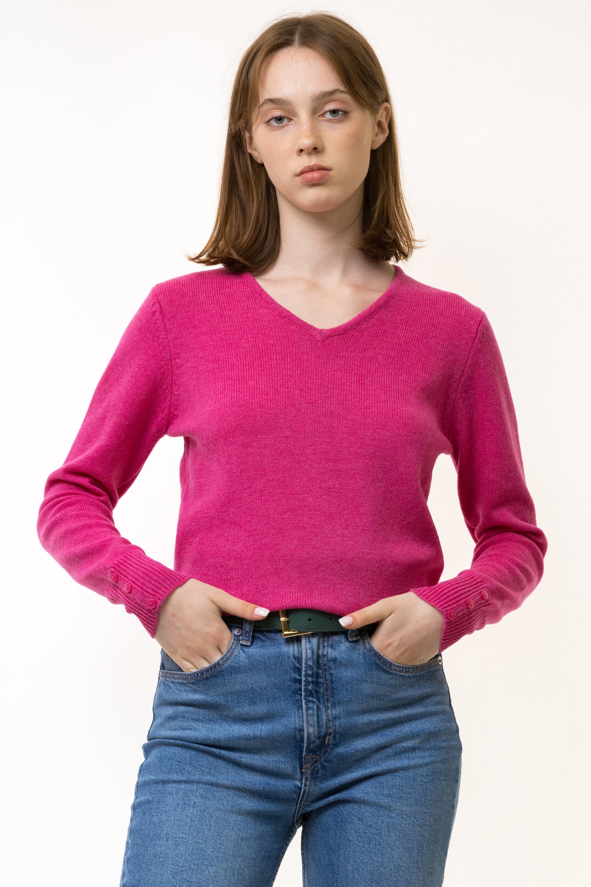 90s Vintage Woman 100% Wool Tulchan Pink Retro Woman Jumper Sweater Top in Medium/ Vintage Woman Wool Jumper Sweater