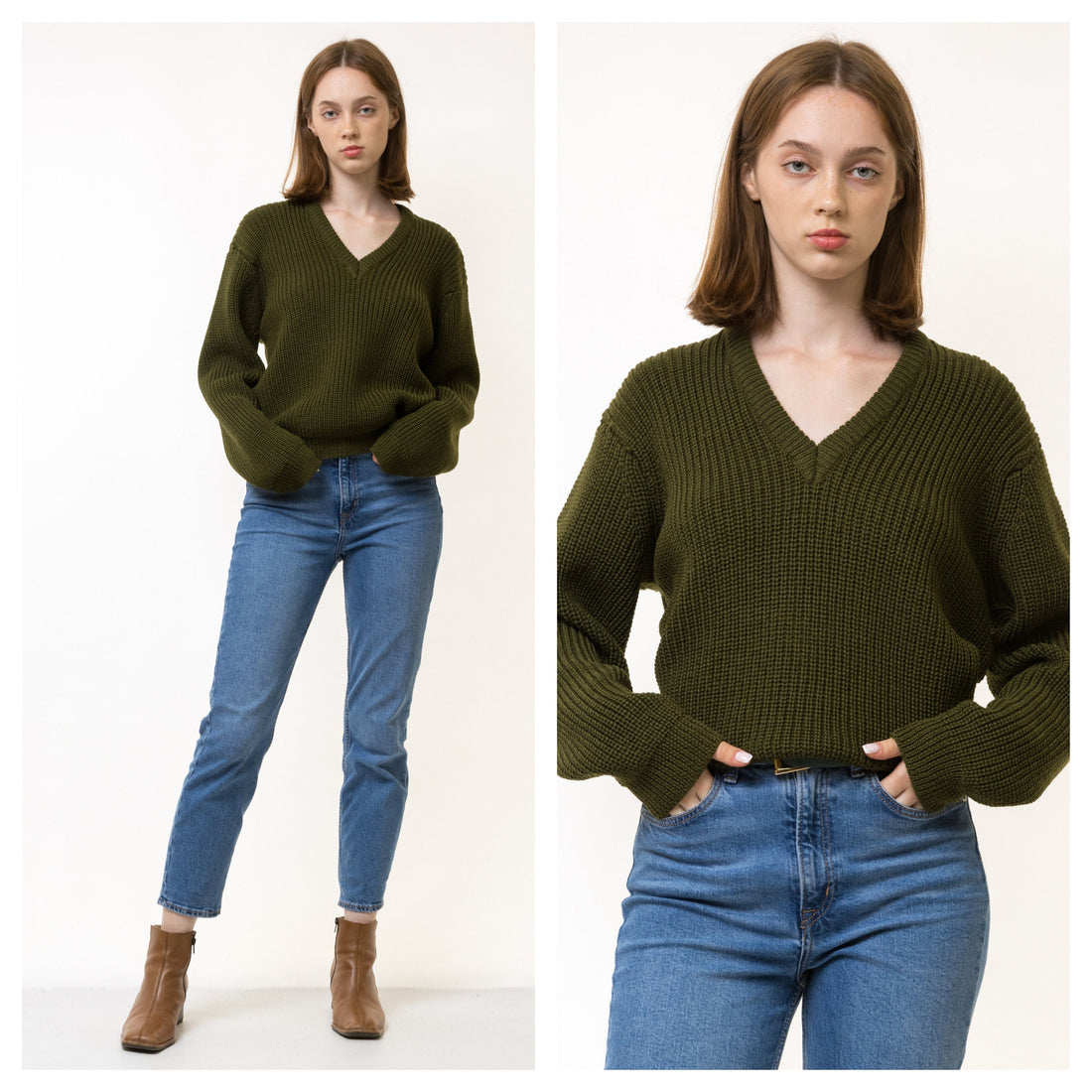 70s Vintage Oldschool Scotland Scandi Knitwear Handknitted Pullover Wool Sweater Jumper Pullover/ Vintage Fisherman Deep Green Cardigan