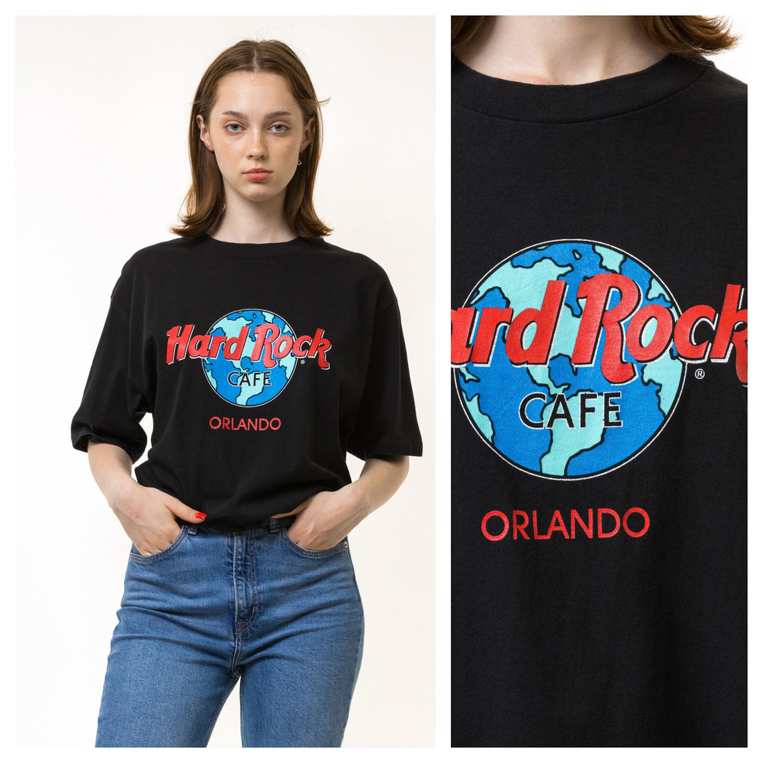 90s Vintage Hard Rock Cafe Orlando Tshirt I Unisex Graphic Print T Shirt - Men's Large | Vintage Black Graphic Print Tee