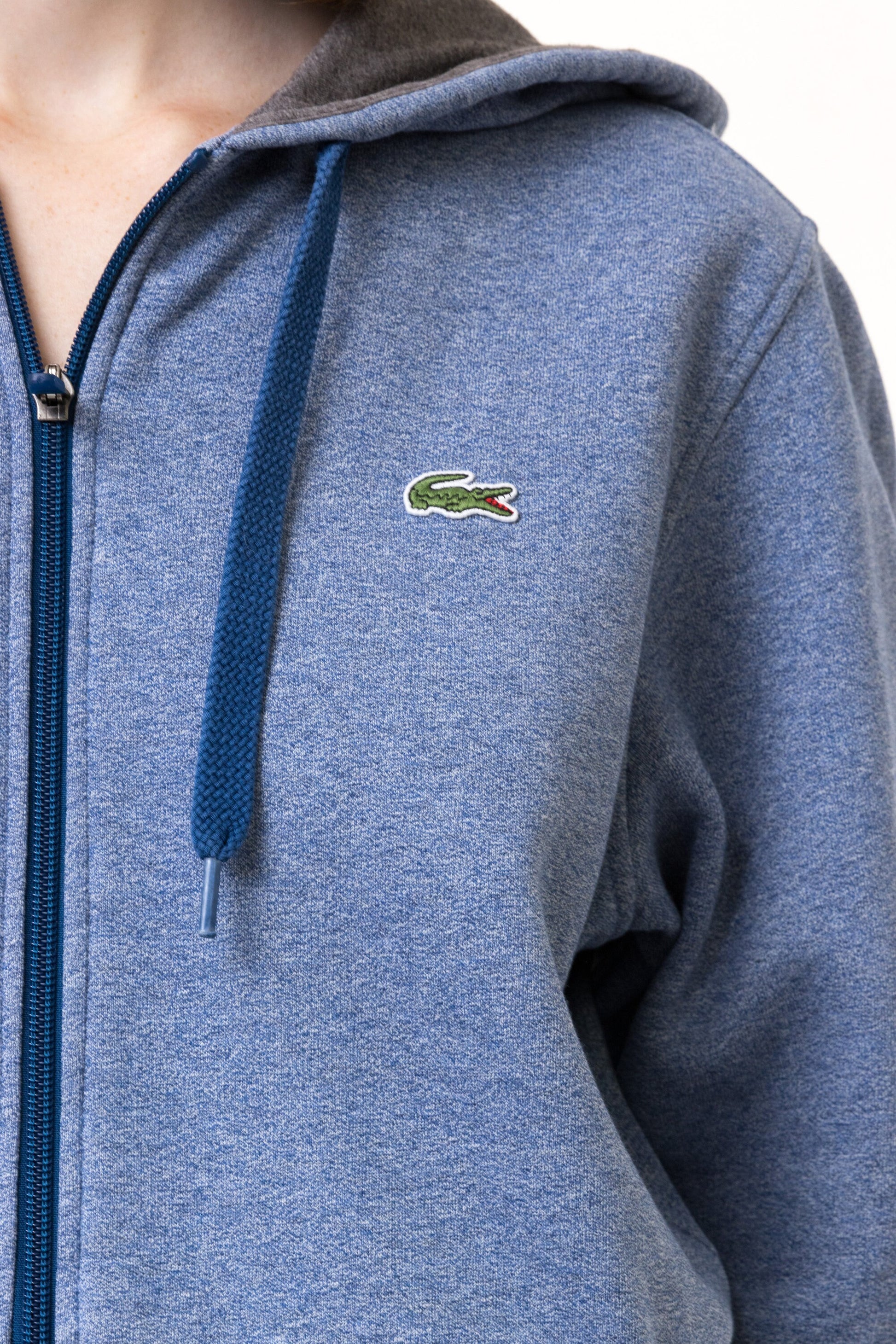 Vintage 00s Lacoste Jumper Lacoste Hood Lacoste Sweater Streetwear Lacoste Logo Embroidered Jumper Sweater Blue Melange Logo