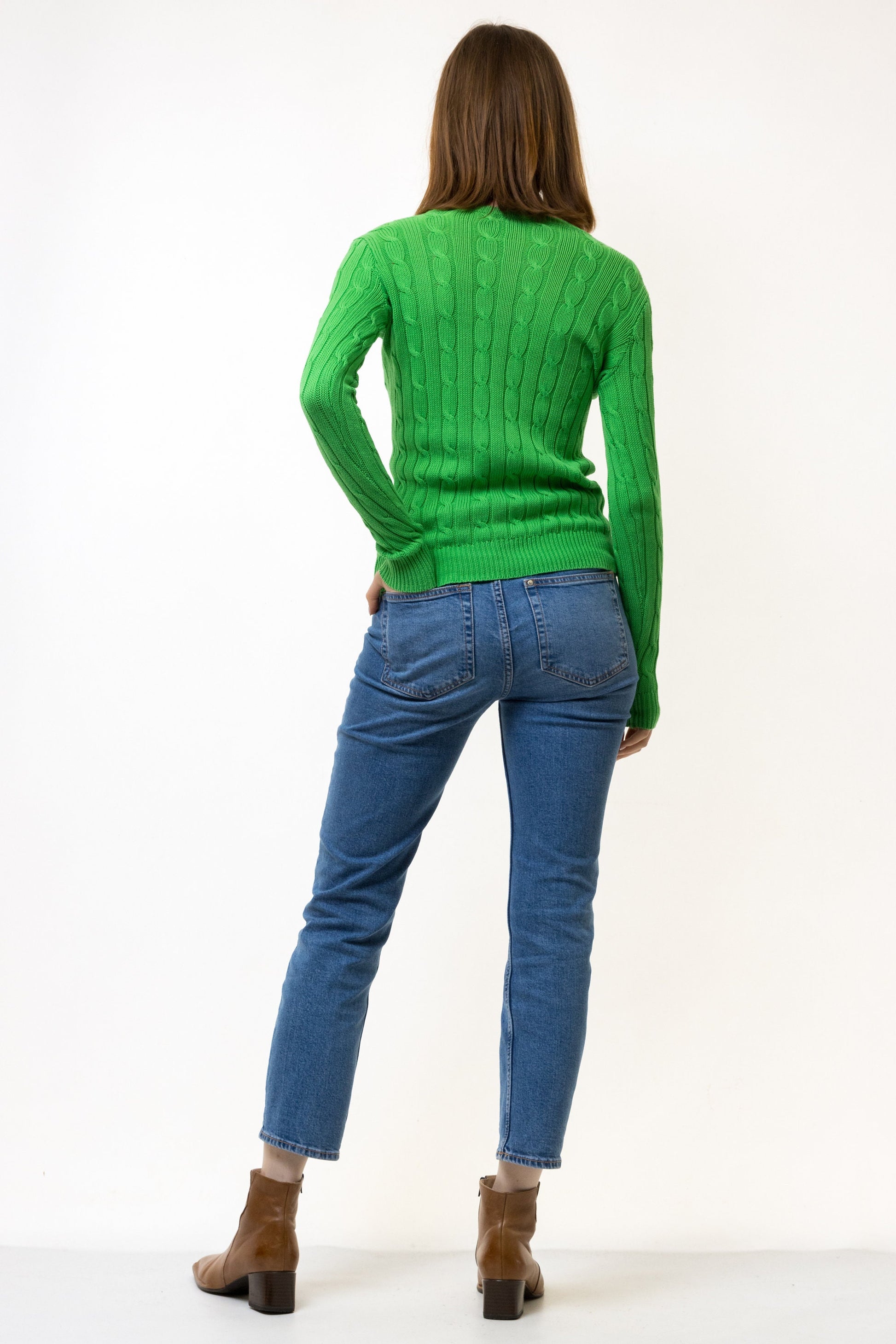 Ralph Lauren Sweater y2k Green Polo Sweater Knitted Cotton Knit Pullover Jumper V Neck Plain Retro Basic Vintage 90s Womens Xs