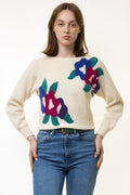 Vintage Wool Angora Crew Neck Rainbow Sweater Jumper Top Girlfriend Present Womans Wear Vintage Clothes Woman XSmall