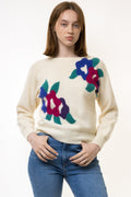 Vintage Wool Angora Crew Neck Rainbow Sweater Jumper Top Girlfriend Present Womans Wear Vintage Clothes Woman XSmall