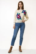 Vintage Wool Angora Crew Neck Rainbow Sweater Jumper Top Girlfriend Present Womans Wear Vintage Clothes Woman XSmall