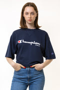 90s Vintage Champion Silver Graphic T Shirt - Men's M, Women's L | Vintage Blue Graphic Print Tee