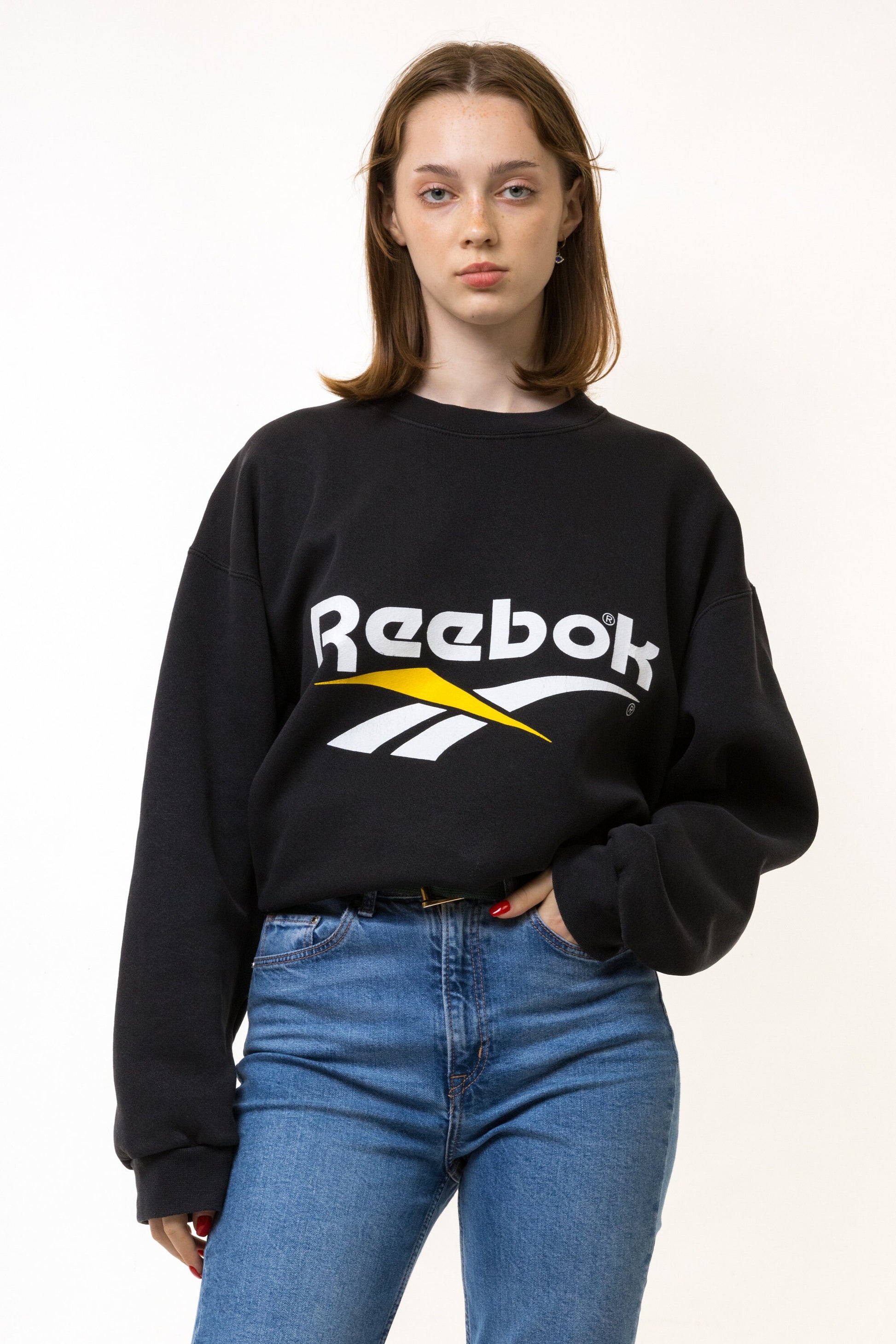 Vintage 90s Reebok Sweatshirt Reebok Crewneck Reebok Sweater Streetwear Reebok Logo Reebok Jumper Sweater Big Logo Large