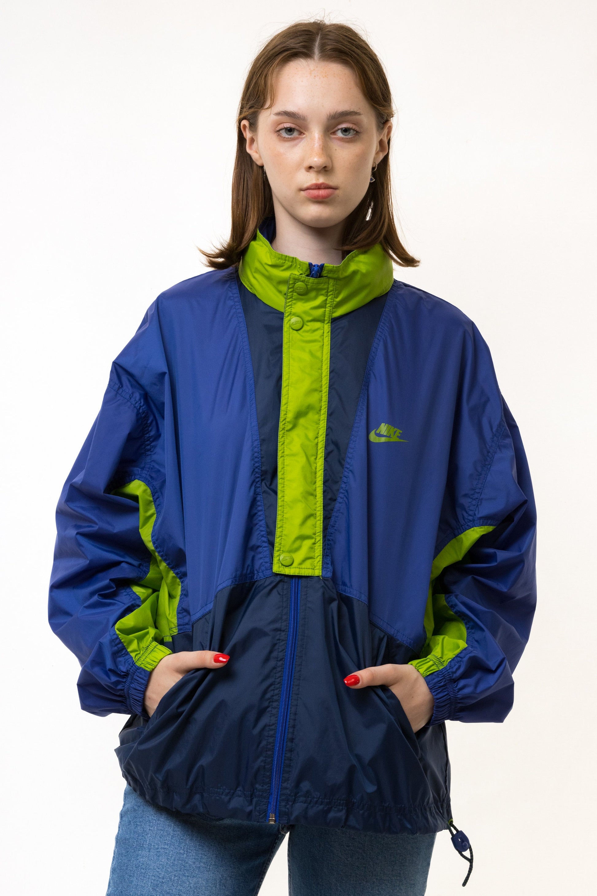 Vintage 1980s Nike Rainproof Jacket Small Logo Multicolor Sportswear Zipper Jacket Man Unisex Size Medium Sportswear Rave Sport