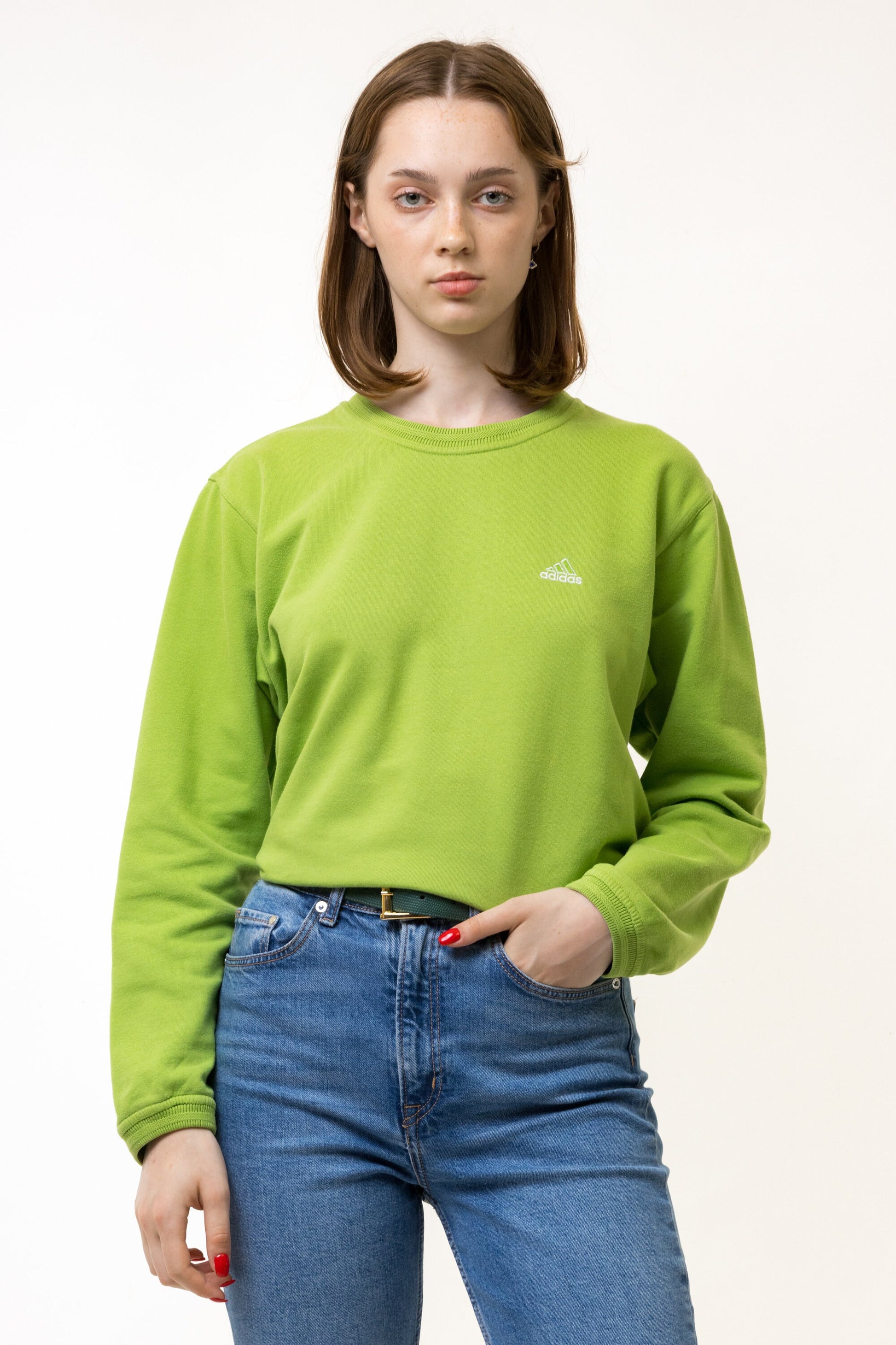 90s Vintage ADIDAS Sweatshirt Green Sweatshirt Adidas Size Women's M Retro 90's Rave Classic Athletic Sport Style Small Logo Pullover