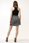 90s Vintage Black and White Checked Mini A Line Woman Skirt size S Small/ Vintage Woman Mini Wool Skirt/ Vintage Woman Clothing