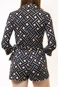 00s Vintage Diane von Furstenberg Wrap Silk Romper size 2 Black and White