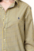 Vintage Ralph Lauren Yellow Cotton Logo Long Sleeve Buttons Up Woman Shirt/ Vintage Ralph Lauren Unisex Checked Medium Woman Shirt