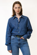 90s Vintage Canali Blue Classic Shirt size Large/ Vintage Unisex Woman Relaxed Shirt