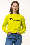 Vintage 90s Champion Sweatshirt Champion Crewneck Champion Sweater Streetwear Champion Logo Embroidered Jumper Sweater Yellow Logo