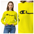 Vintage 90s Champion Sweatshirt Champion Crewneck Champion Sweater Streetwear Champion Logo Embroidered Jumper Sweater Yellow Logo