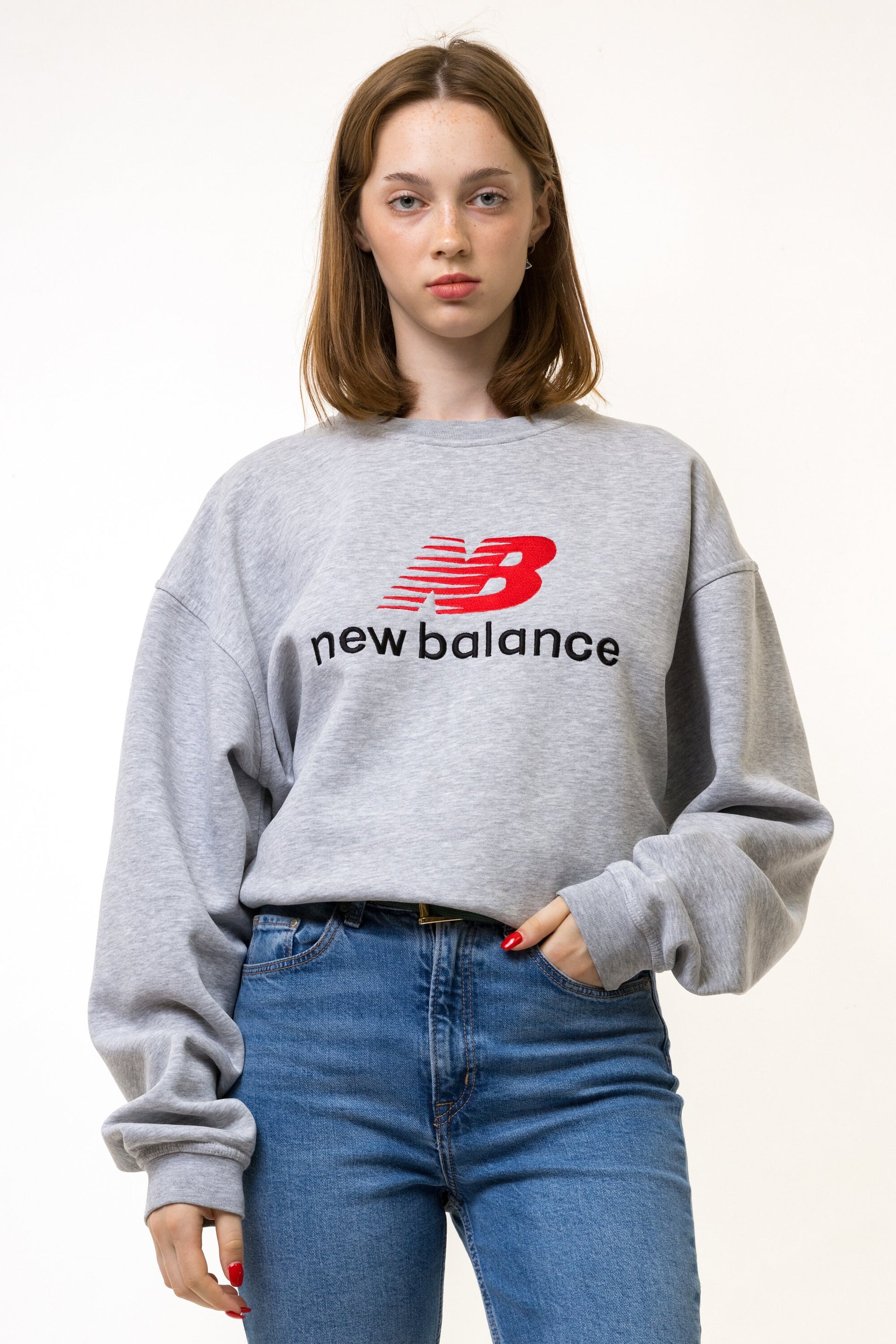 90s Vintage New Balance Sweatshirt Gray Sweatshirt New Balance Size Men's XL Retro 90's Rave Classic Athletic Sport Style Big Logo Pullover