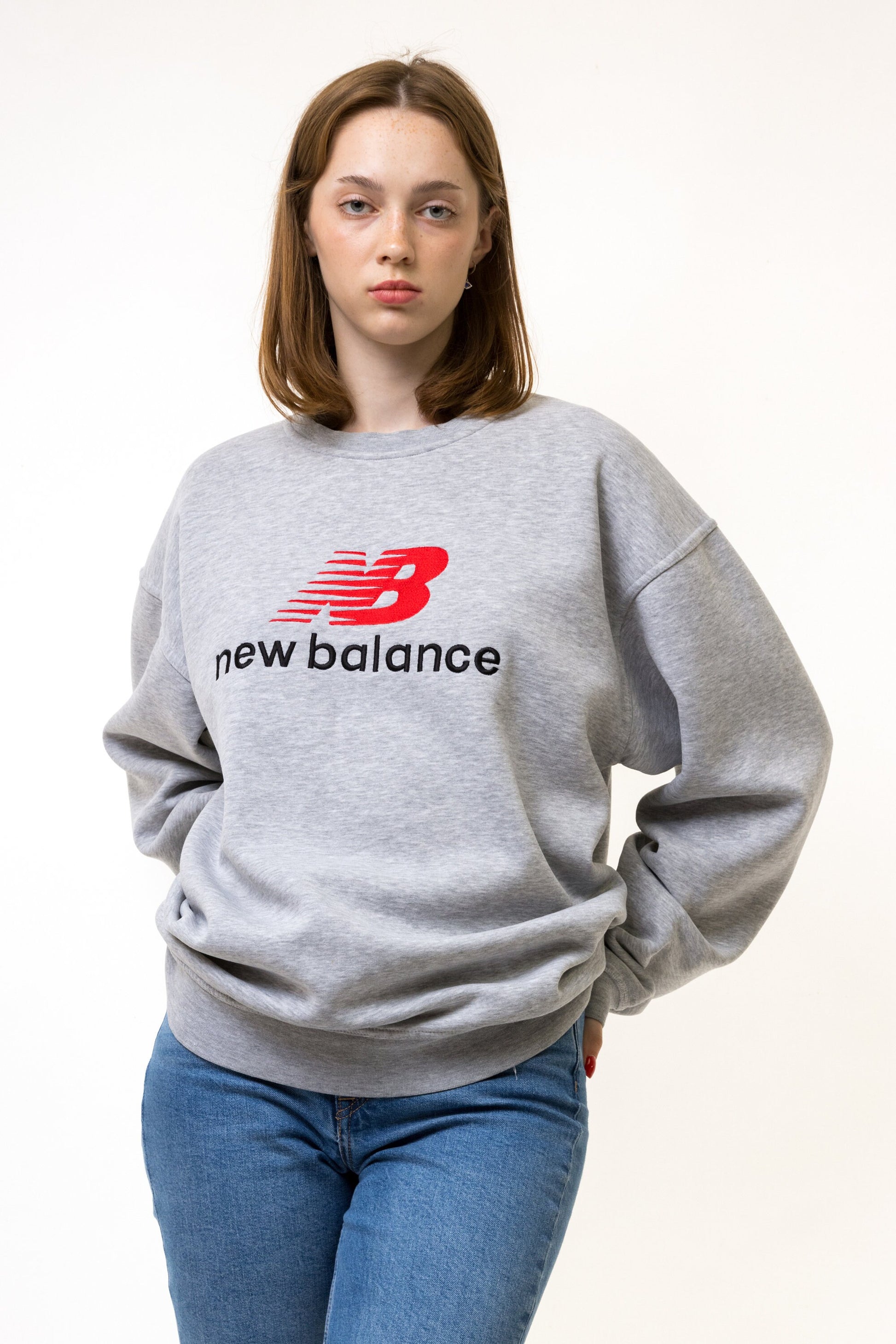 90s Vintage New Balance Sweatshirt Gray Sweatshirt New Balance Size Men's XL Retro 90's Rave Classic Athletic Sport Style Big Logo Pullover