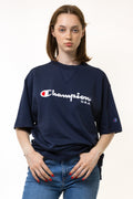 90s Vintage Champion Silver Graphic T Shirt - Men's M, Women's L | Vintage Blue Graphic Print Tee