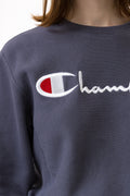 Vintage 90s Champion Sweatshirt Champion Crewneck Champion Sweater Streetwear Champion Logo Embroidered Jumper Sweater Gray Logo