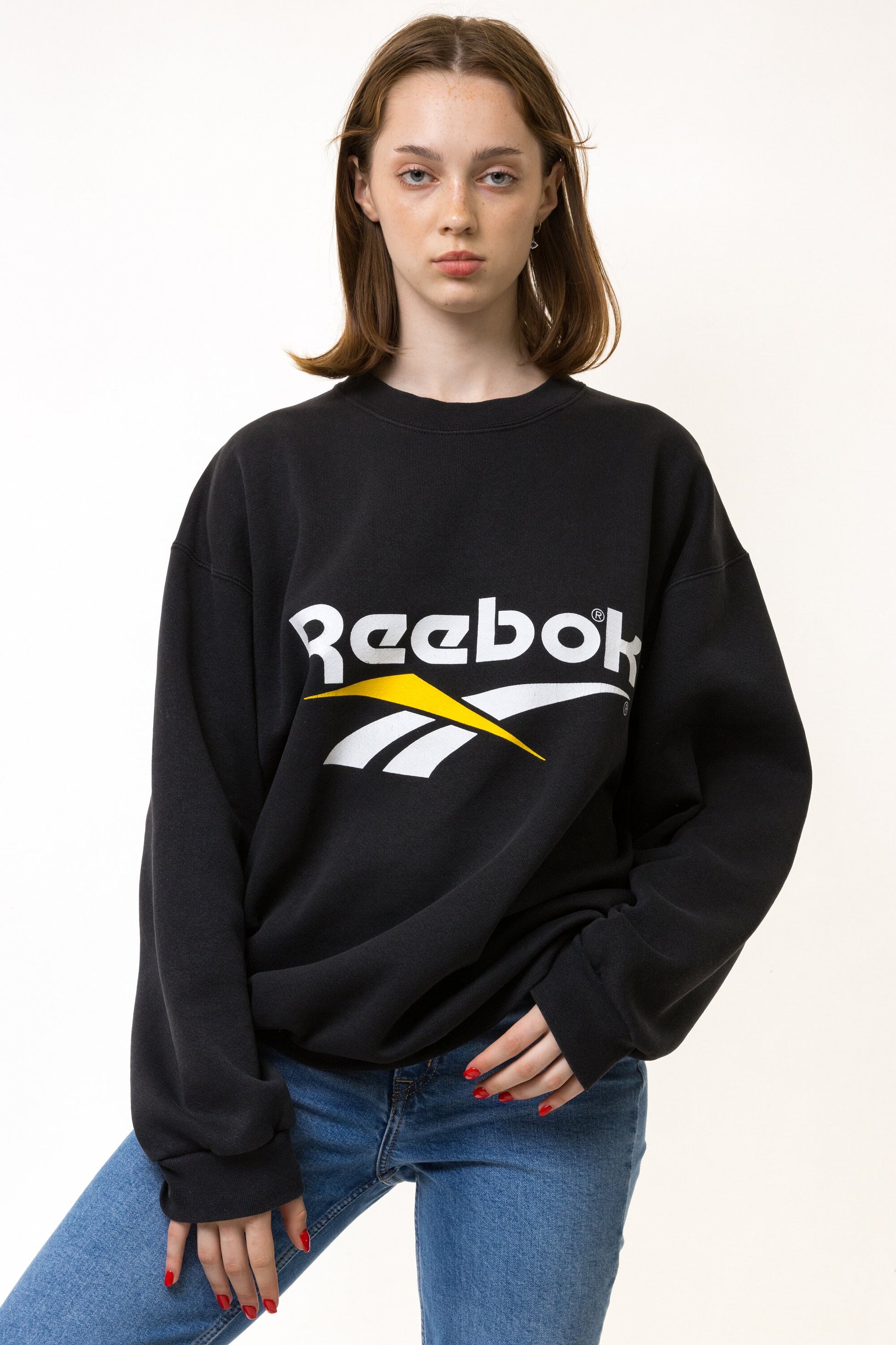 Vintage 90s Reebok Sweatshirt Reebok Crewneck Reebok Sweater Streetwear Reebok Logo Reebok Jumper Sweater Big Logo Large