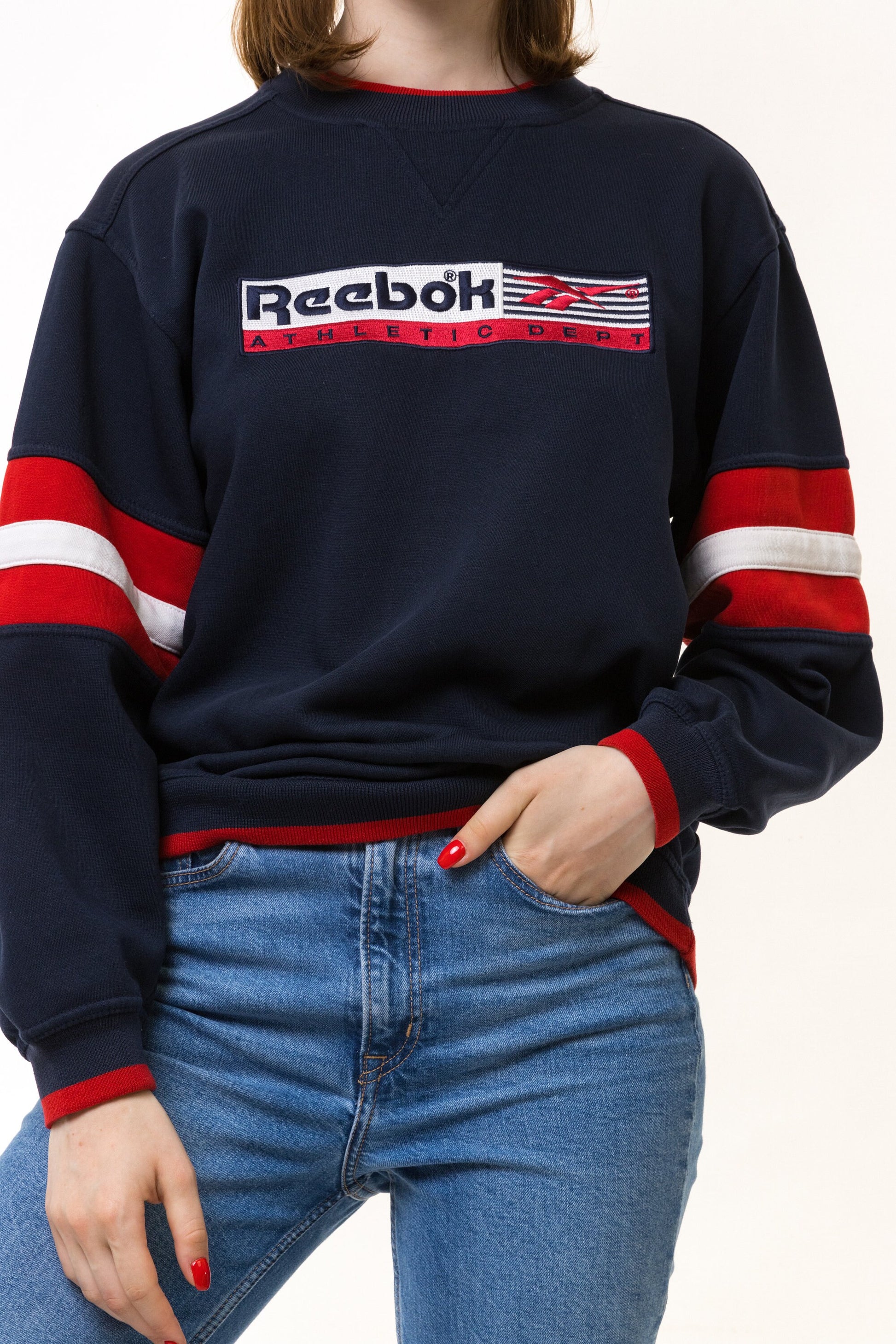 Vintage 90s Reebok Sweatshirt Reebok Crewneck Reebok Sweater Streetwear Reebok Logo Reebok Jumper Sweater Big Logo Medium