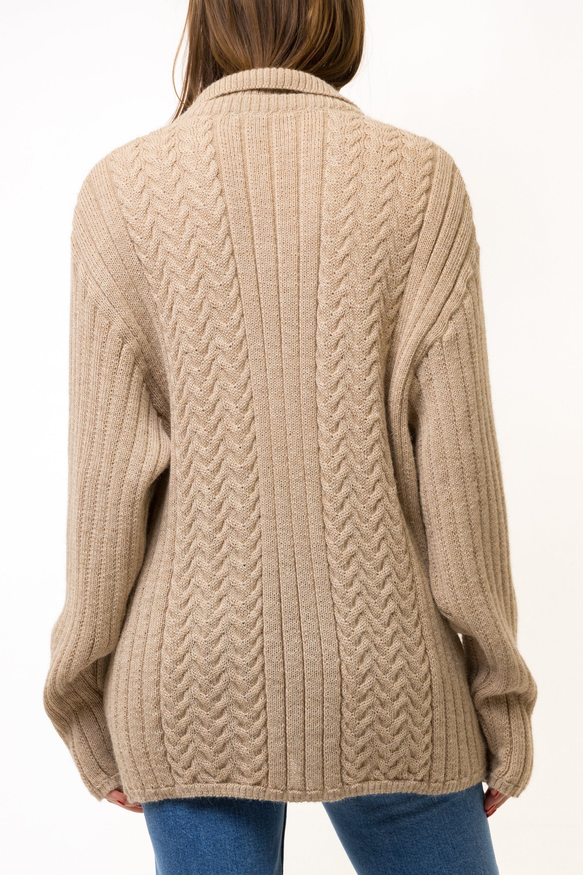 70s Vintage Oldschool Scotland Scandi Knitwear Beige Pullover Alpaca Sweater Jumper Pullover/ Vintage Fisherman Beige Unisex Cardigan