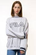 90s Vintage FILA Sweatshirt White Sweatshirt FILA Size Men's L Retro 90's Rave Classic Athletic Sport Style Big Logo Pullover