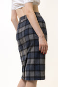 60s Vintage Wool Tartan Skirt Pencil Plaid Mini High Waist 60s S Small