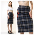 60s Vintage Wool Tartan Skirt Pencil Plaid Mini High Waist 60s S Small