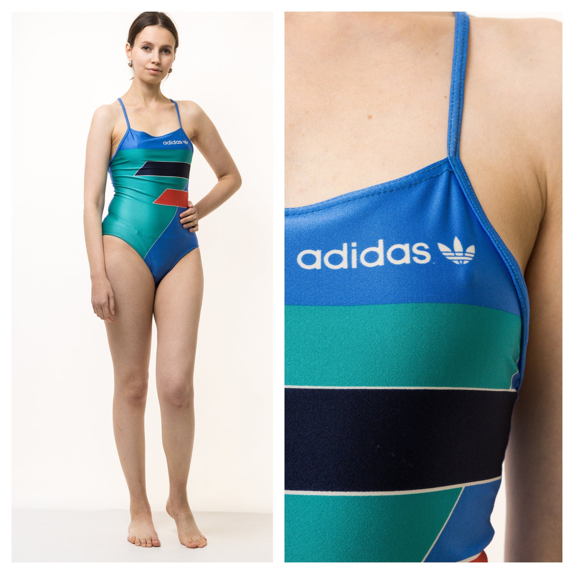 90s Vintage Adidas Swimsuit Bodysuit Suit | Colorful Bodysuit | Blue Adidas Suit | Retro Fitness Suit | Size Small