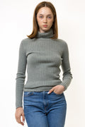 90s Vintage Gray Casual Cashmere Turtleneck Sweater Jumper Cardigan Girlfriend Gift Present Womans Wear Vintage Clothes