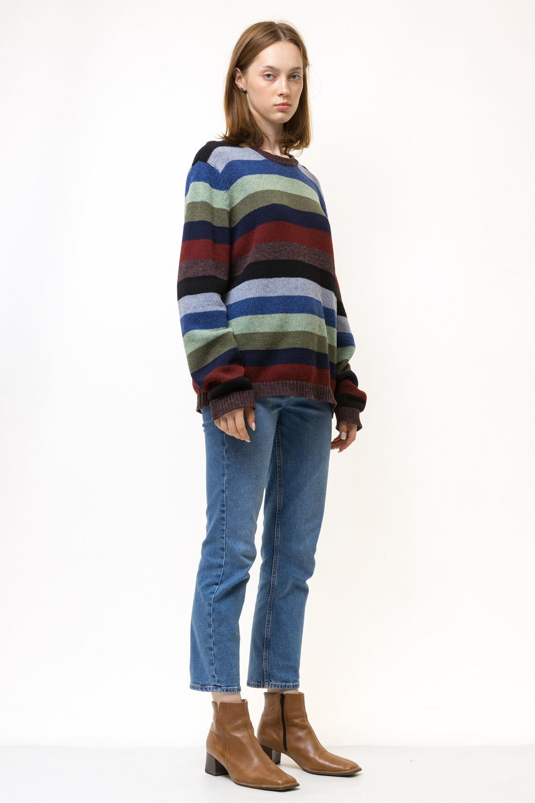 90s Vintage Vtg Retro Benetton Rainbow Abstract Pattern Pure Wool Mulicolor Sweater Large/ Vintage Woman Autumn Fall Cosby Wool Jumper