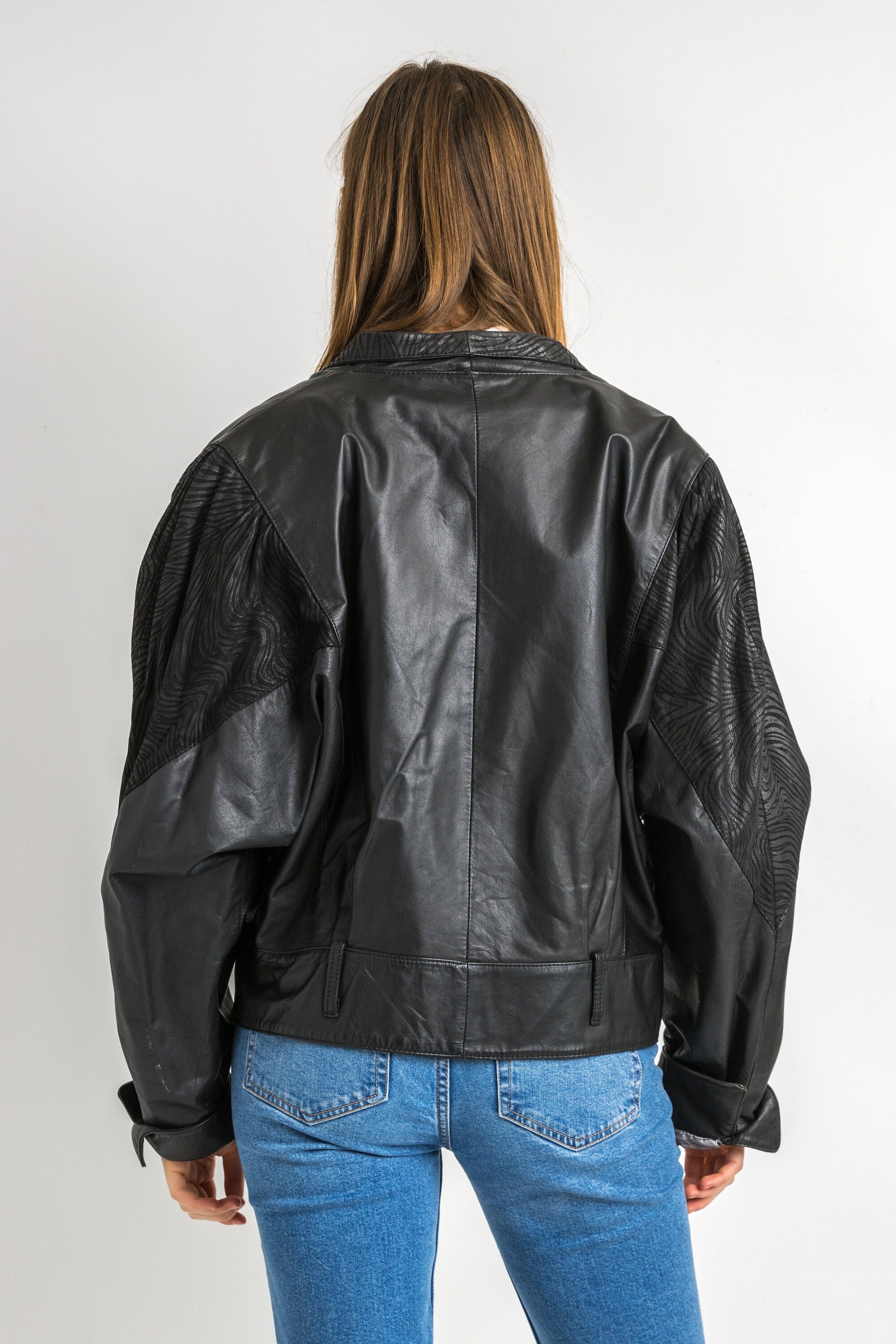 Leather Moto Bomber Jacket Women Vintage 80s Bomber Biker Jacket Black Motorcycle 80s Grunge Jacket Black Leather Jacket Size Medium