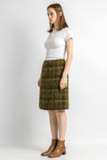 1980s Tartan Mohair Wool Check Knee Length Skirt size 36 Small