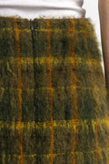 1980s Tartan Mohair Wool Check Knee Length Skirt size 36 Small