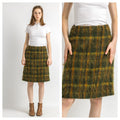 1980s Tartan Mohair Wool Check Knee Length Skirt size 36 Small