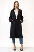 60s Woman Bolvig OSLO Lambswool Navy Coat Women Vintage 60s fall coat long wool coat outerwear maxi winter coat vintage clothing size Small