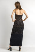 80s Max Mara Pianoforte Embellished Sequins Bra Vintage Spaghetti Cocktail Dress S Made in Italy