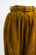 1981 Vintage Gianni Versace High-waisted Brown Balloon Pants 100% Suede Leather size I38 F36 USA4