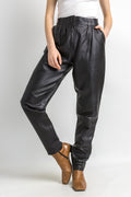 80s Vintage High Waisted Leather Woman Pants size 36/ Vintage woman leather trousers/ vintage woman clothing/ vintage woman