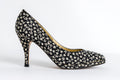 Vintage Gianni Versace heels pumps 80s 90s size 38 1/2 EU Black and White Floral Print