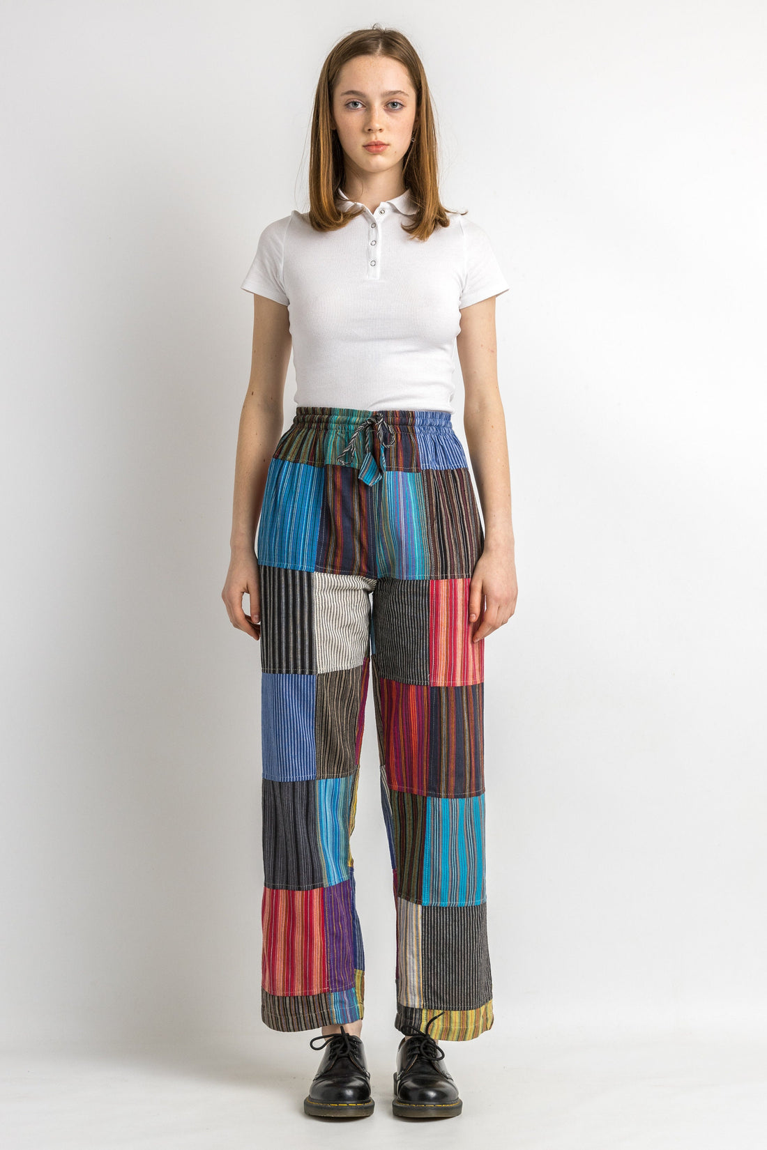 Hippie Patchwork Abstract Pattern Vintage 90s Cotton Pants Woman size Large