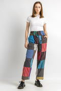 Hippie Patchwork Abstract Pattern Vintage 90s Cotton Pants Woman size Large