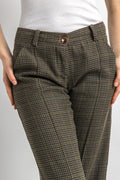 90s Vintage Vtg Rare Patrizia Pepe Brown Fall 100% Wool Checked Mid Waisted Moms Trousers size 42 Small