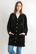 Sonia Rykiel Paris Black Velvet Long Cardigan/Vintage Rykiel Cardigan/Vintage Paris Long Cardigan