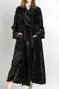 Vintage woman Black Velvet Coat - Oversize velvet Opera coat -Black velvet Night overcoat - Size S/ M - 1960s - Excellent Vintage Condition