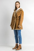 Women Sheepskin Coat 80s, Size M, Brown Suede Vintage Coat, Casual Slouchy Coat, Worn In Shearling Coat, Sustainable Winter Outerwear