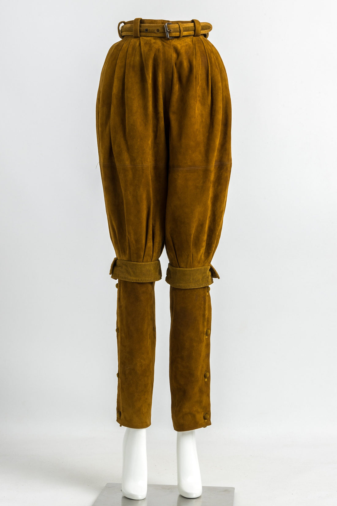 1981 Vintage Gianni Versace High-waisted Brown Balloon Pants 100% Suede Leather size I38 F36 USA4