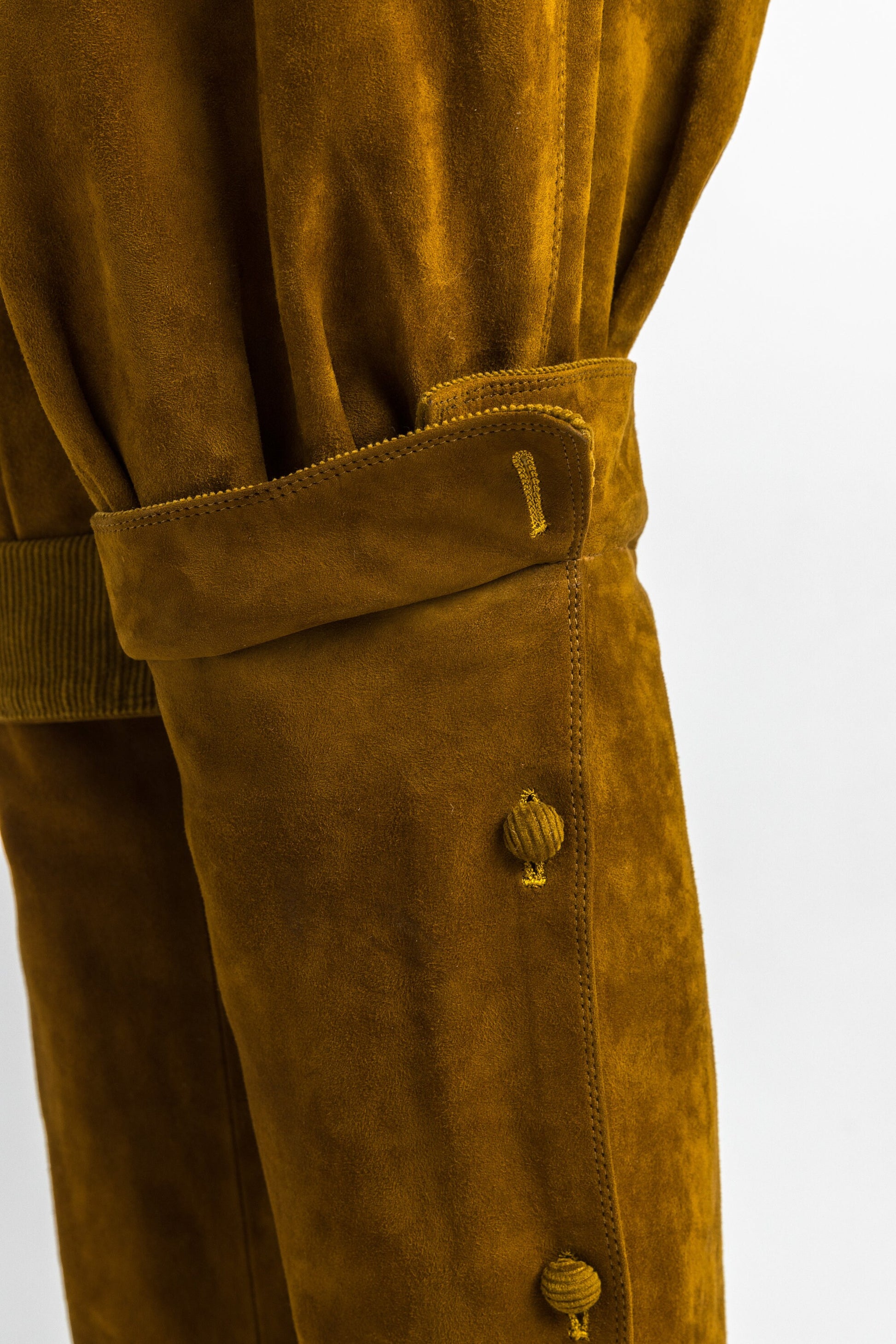 1981 Vintage Gianni Versace High-waisted Brown Balloon Pants 100% Suede Leather size I38 F36 USA4