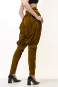 1981 Vintage Gianni Versace High-waisted Brown Balloon Pants 100% Suede Leather size I38 F36 USA4