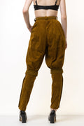 1981 Vintage Gianni Versace High-waisted Brown Balloon Pants 100% Suede Leather size I38 F36 USA4